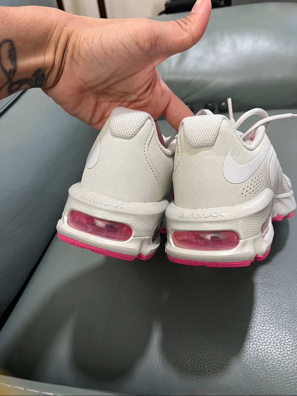 Nike Women’s Air Max Fire Sneakers - Light  Taupe with Pink Accents - Picture 4 of 7